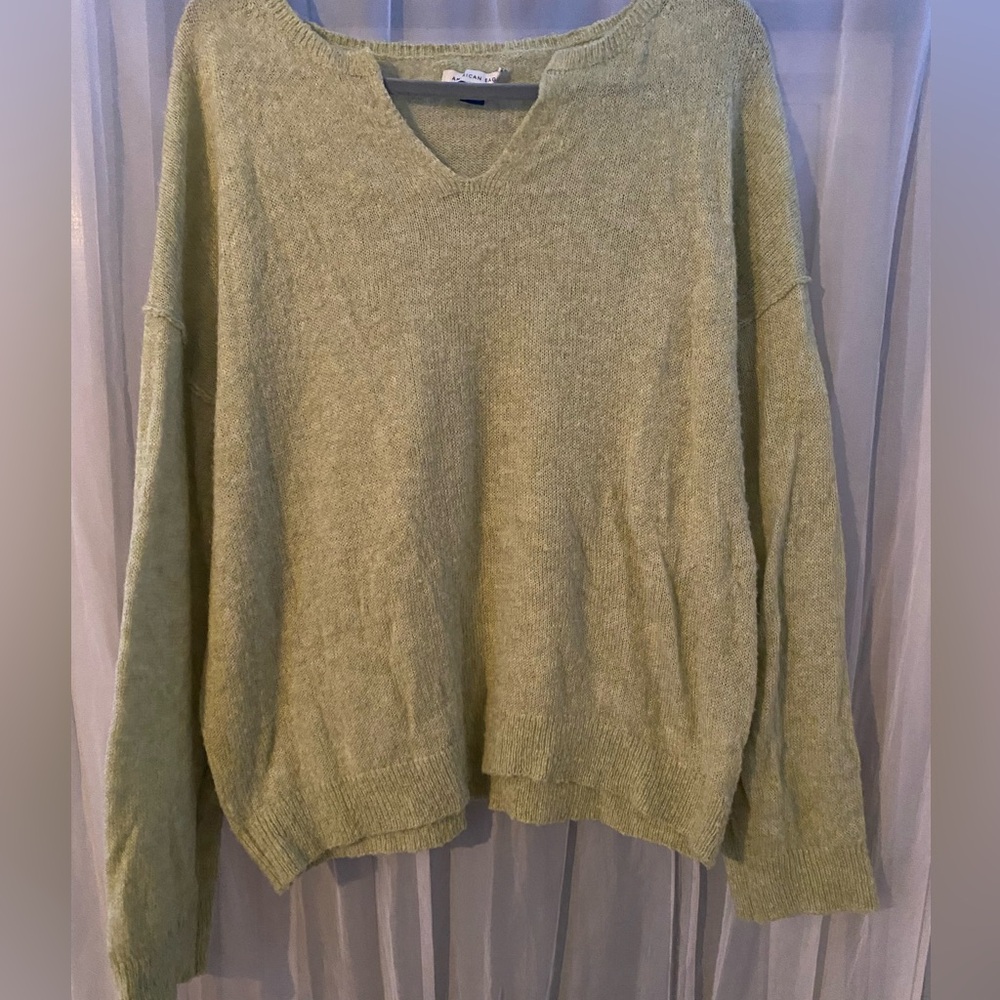 American Eagle Outfitters Green V-Neck Sweater